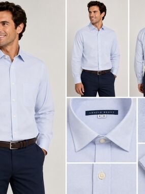 Men's Sky Blue Dress Shirt - Classic Spread Collar